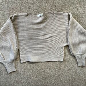 Beige Zenana Ribbed Sweater M